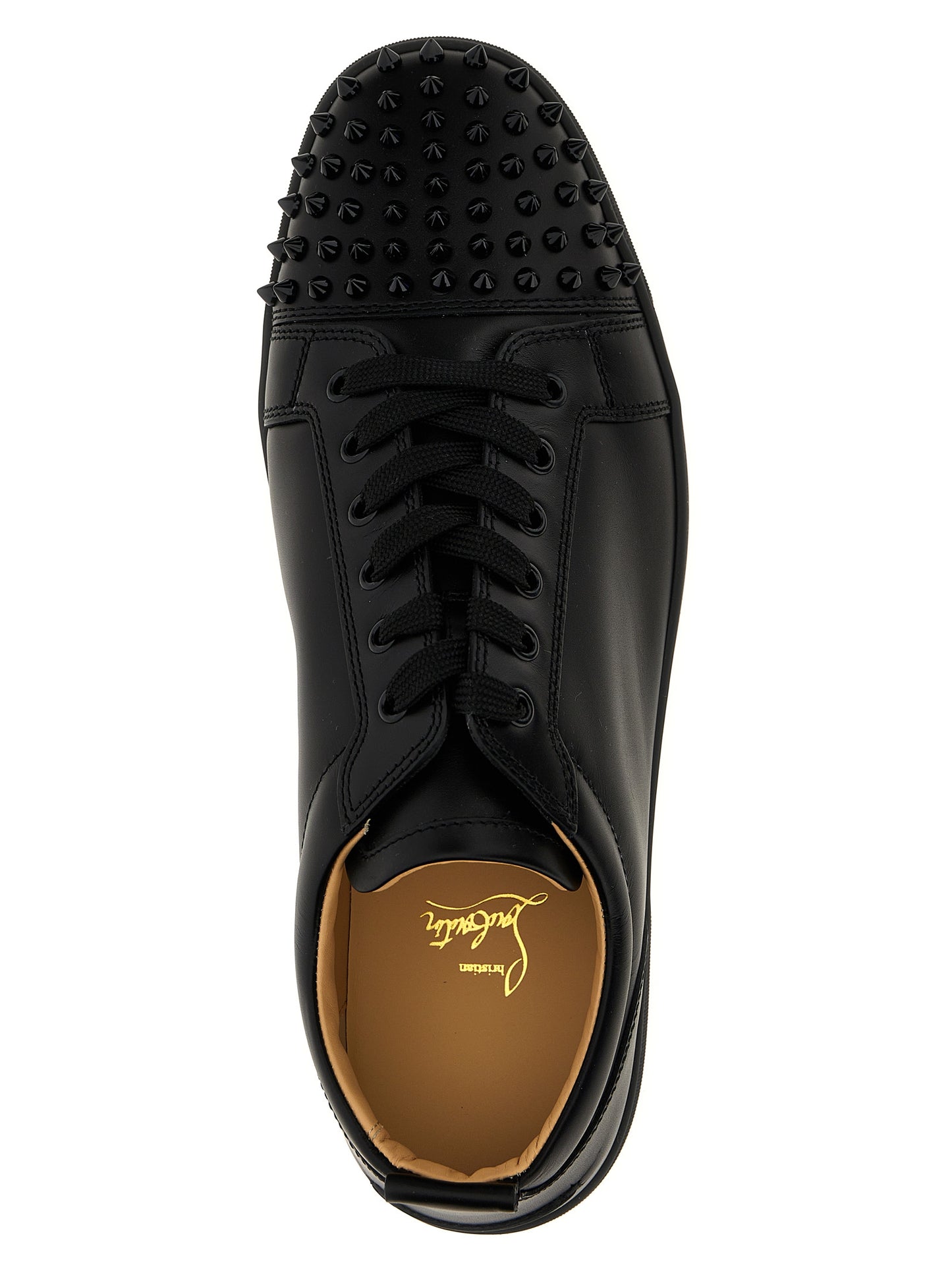 Christian Louboutin Black 'Louis Junior Spikes Flat' Sneakers schwarz