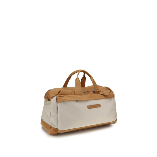 Brunello Cucinelli Beige Active Travel Bag In Leather