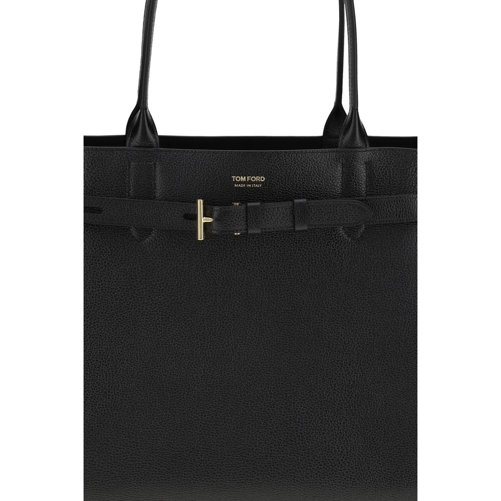Tom Ford Black Calf Leather Bos Taurus Shoulder Bag Curated Luxury Accessories by Orvyn