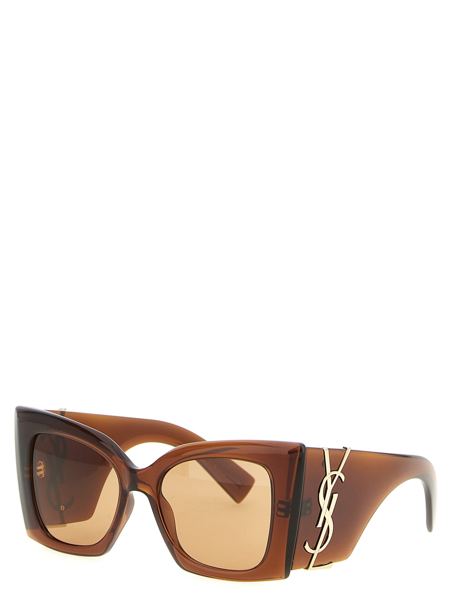 Saint Laurent Brown 'Sl M119 Blaze Crystal' Oversized Sunglasses braun