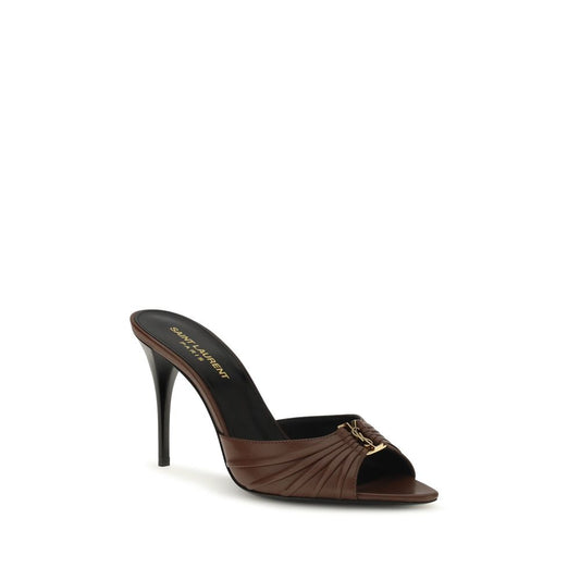 Saint Laurent Brown Babylone Smooth Leather Mules Mini Pumps braun