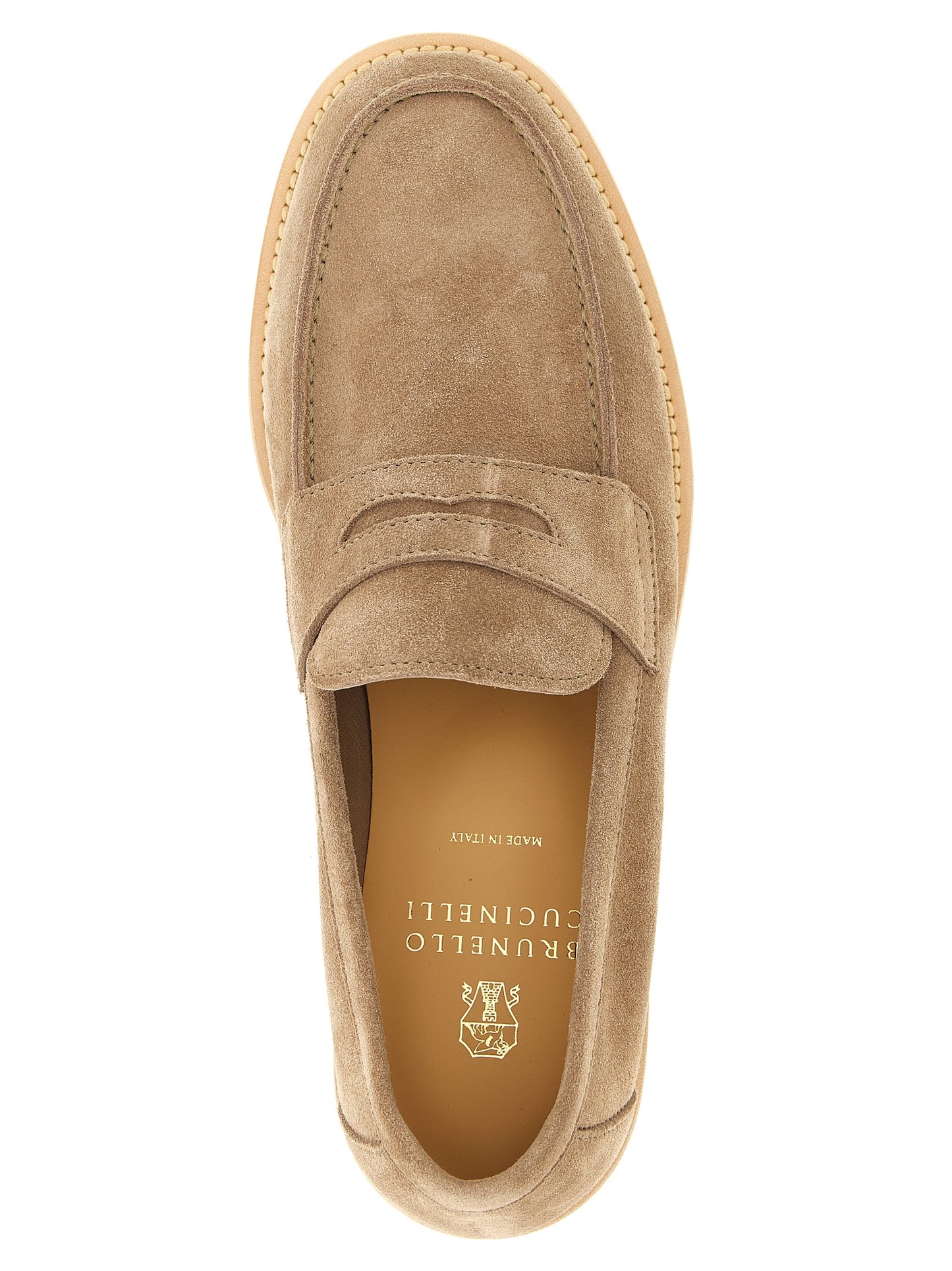 Brunello Cucinelli Beige 'Penny Loafer Light.' Loafers