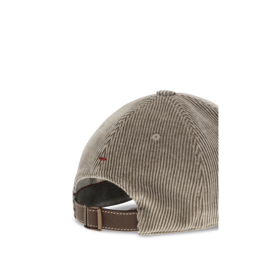 Brunello Cucinelli Beige Ribbed Baseball Cap Hat