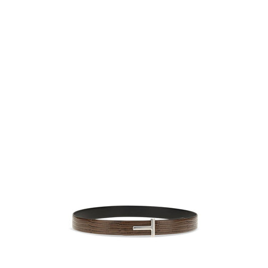 Tom Ford Brown Reversible T Icon Belt braun