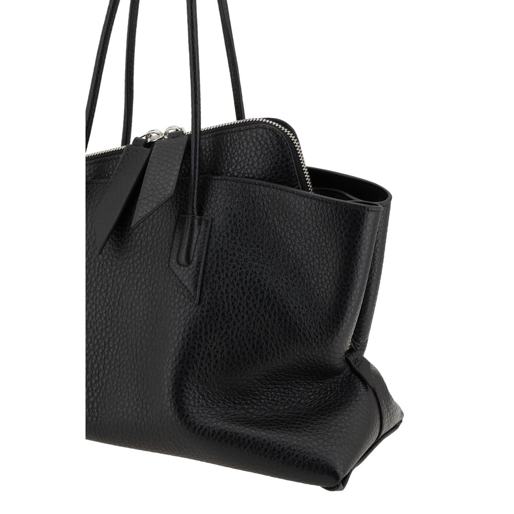 The Attico Black La Passeggiata Leather Shoulder Bag Curated Luxury Accessories by Orvyn