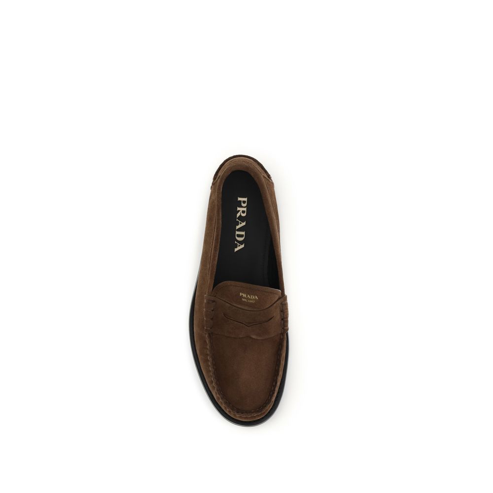 Prada Brown Suede Leather Slip-On Loafers braun