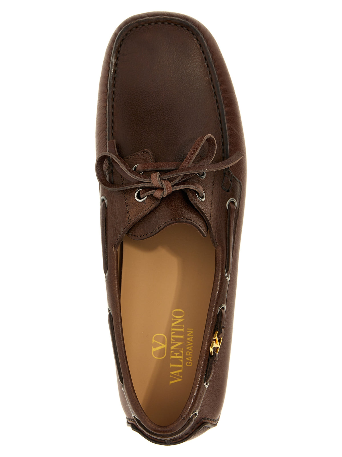 Valentino Garavani Brown Buffalo Leather Slip-On Loafers braun
