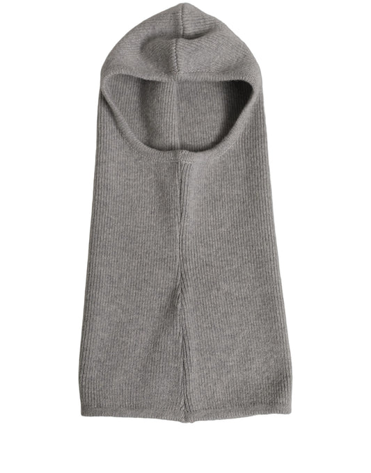 Dolce & Gabbana Men Grey Wool Ribbed Knit Balaclava Wrap One Size Hat grau