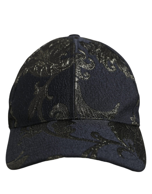 Dolce & Gabbana Men Black Floral Barocco Cotton Baseball Cap Hat schwarz