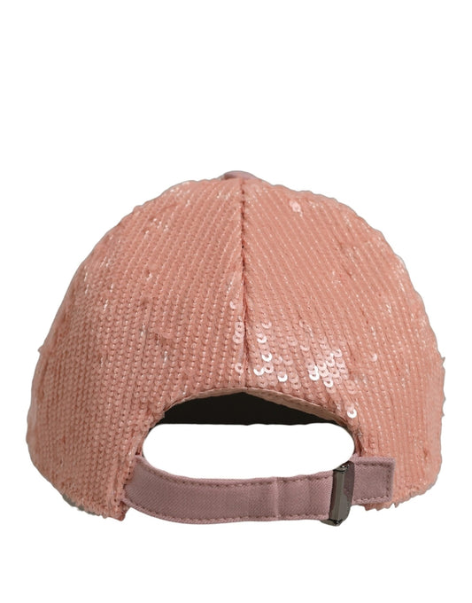 Dolce & Gabbana Men Pink Cotton Sequin Baseball Cap 6 Panels Hat rosa
