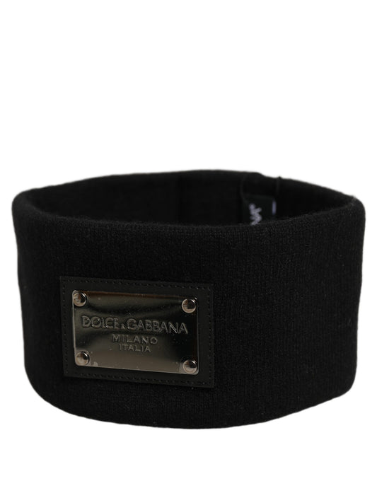 Dolce & Gabbana Men Black Cashmere Logo Plaque Head Band One Size Hat schwarz