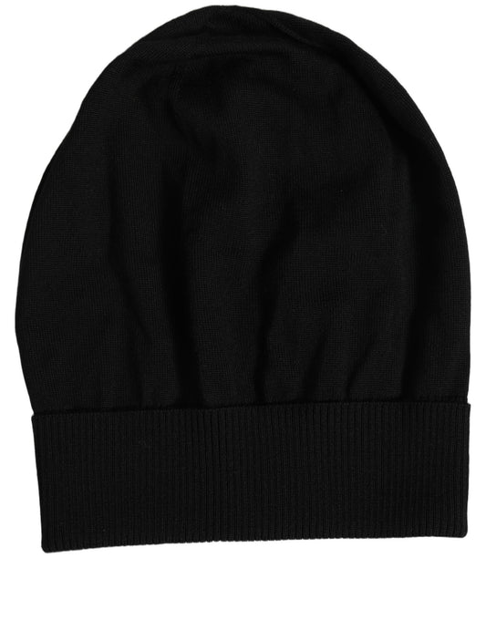 Dolce & Gabbana Men Black Wool Knitted Winter Beanie Capello One Hat schwarz