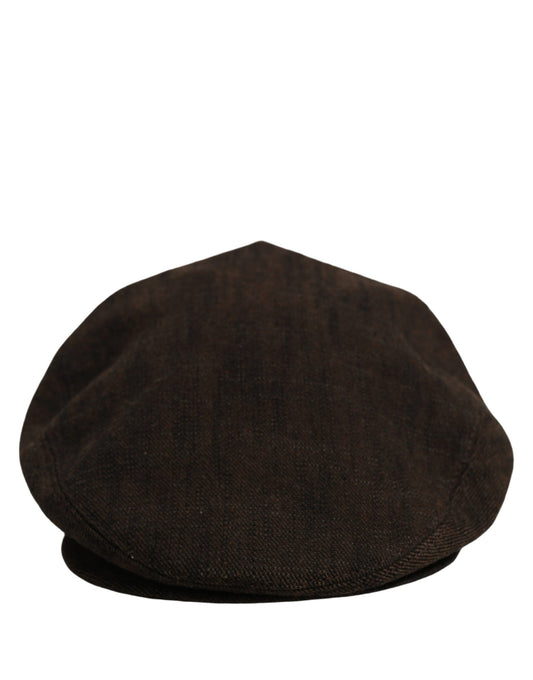 Dolce & Gabbana Men Brown Cotton Flat Cloth Newsboy Cap Hat braun