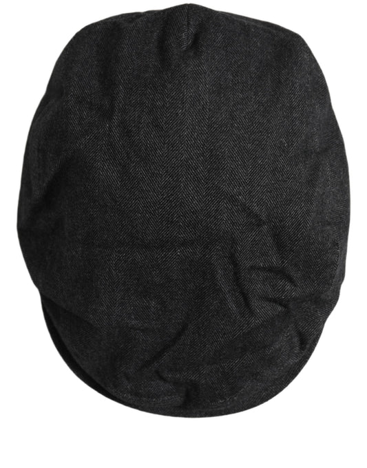 Dolce & Gabbana Men Black Cotton Flat Cloth Newsboy Cap Hat schwarz
