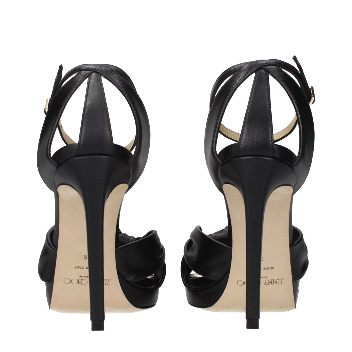 Jimmy Choo Black Leather Platform Sandals schwarz