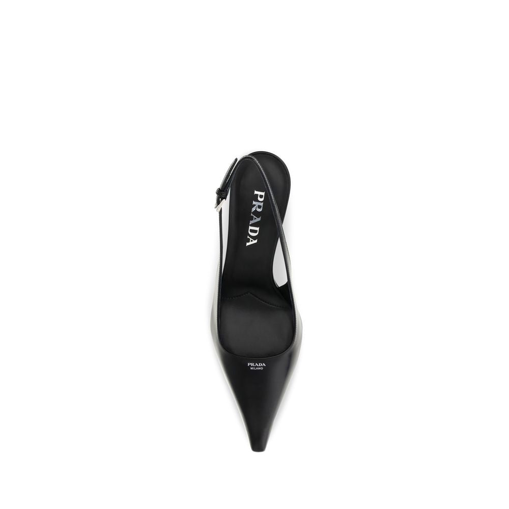 Prada Black Leather Slingback Pumps schwarz