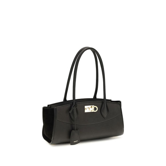 Ferragamo Black Studio Soft East West Shoulder Bag schwarz