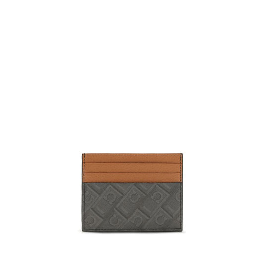 Ferragamo Brown Monogram Leather Cardholder Wallet braun