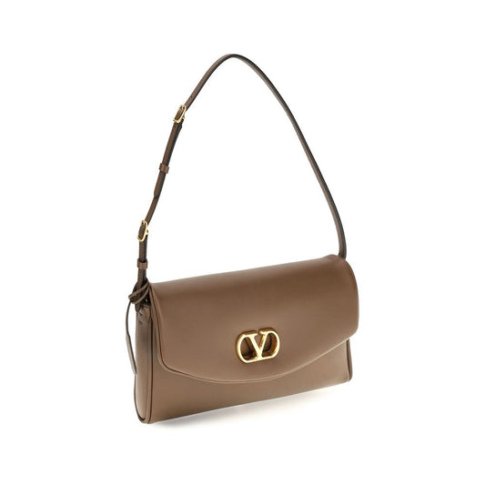 Valentino Garavani Brown Devain Leather Shoulder Bag braun