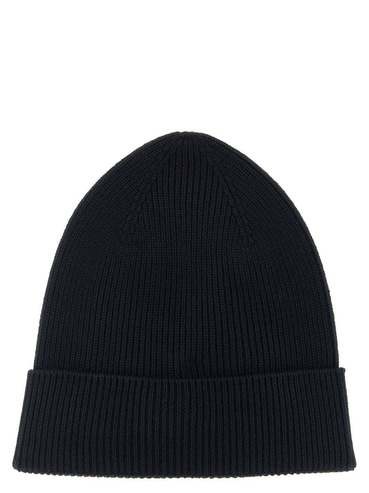 Moncler Blue Virgin Wool Beanie blau