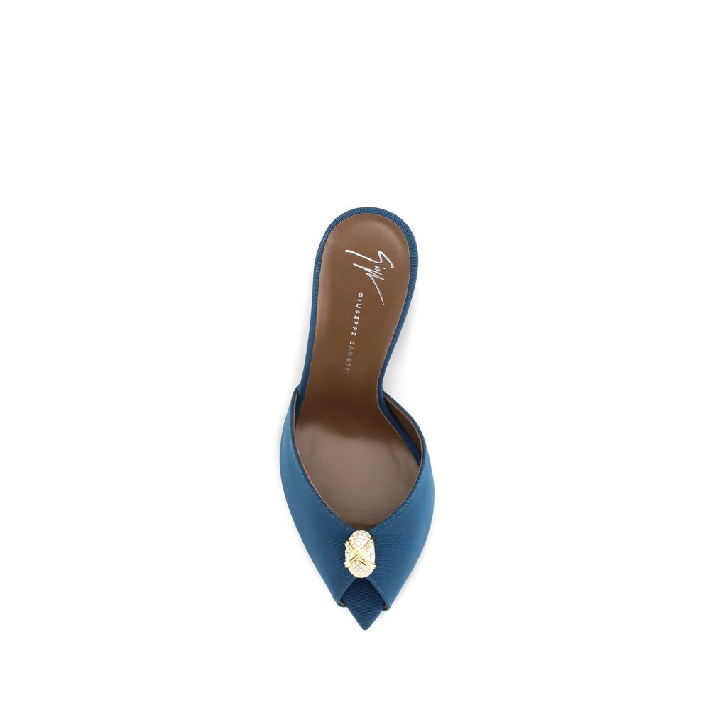 Giuseppe Zanotti Blue Intrigo Cocktail Mules Sandals blau