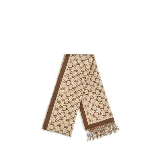 Gucci Beige GG All-Over Wool Scarf