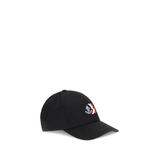 Moncler Black Baseball Cap With Tricolour Logo Oversized Hat) schwarz
