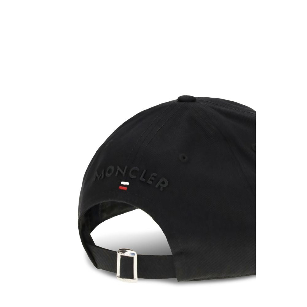 Moncler Black Baseball Cap With Tricolour Logo Oversized Hat) schwarz
