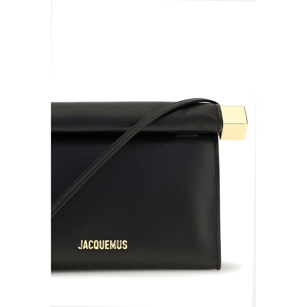 Jacquemus Black Rond Carré Leather Shoulder Bag schwarz