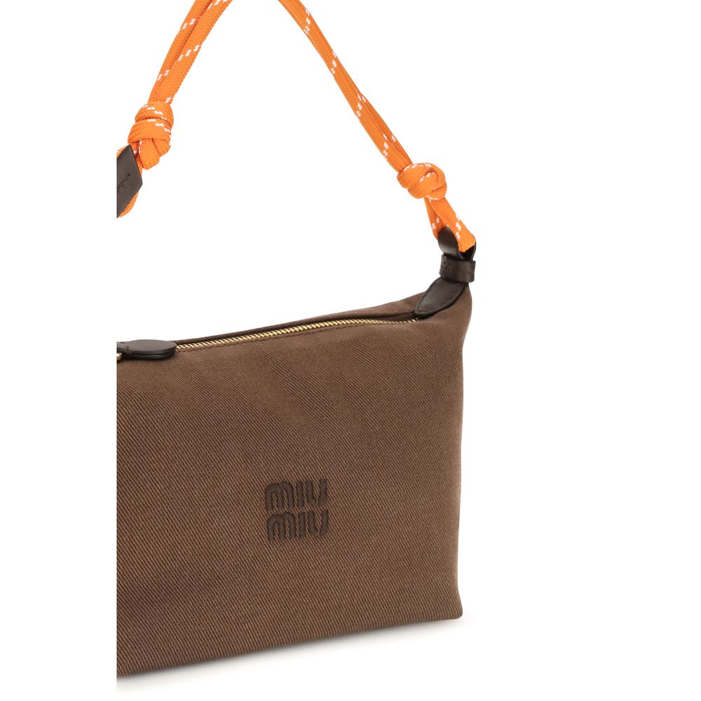 Miu Brown Cotton Shoulder Bag braun