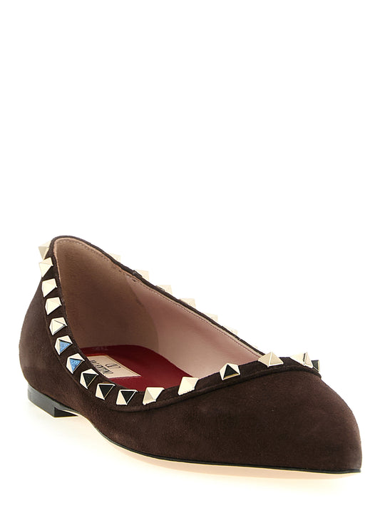 Valentino Garavani Brown 'Rockstud' Flats braun