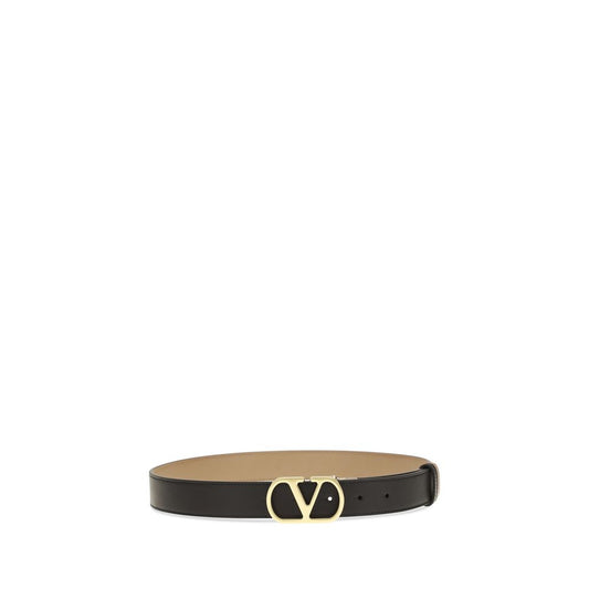 Valentino Garavani Black Leather Regular Belt schwarz