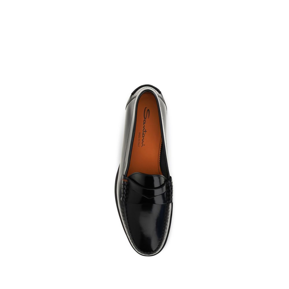 Santoni Black 'Slip-On' Loafers schwarz