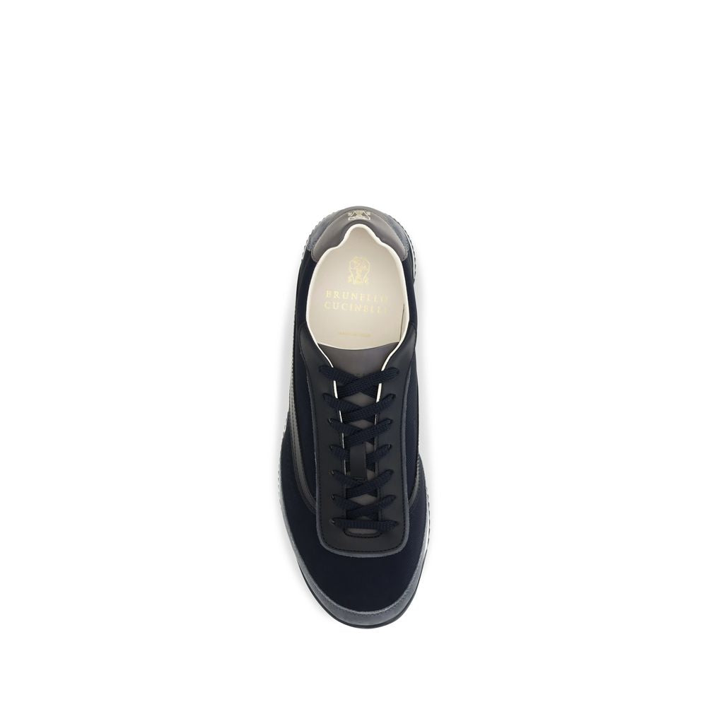Brunello Cucinelli Blue Suede Leather Low Top Sneakers blau