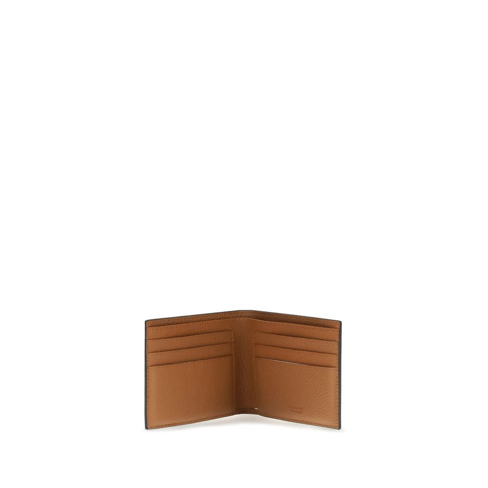 Ferragamo Gray Leather Bifold Wallet With Gancini Pattern grau