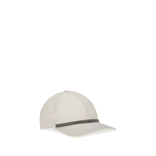 Brunello Cucinelli White Baseball Cap With Monili Embellishment Hat) weiss
