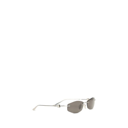 Balenciaga Silver Geometric Oval Sunglasses