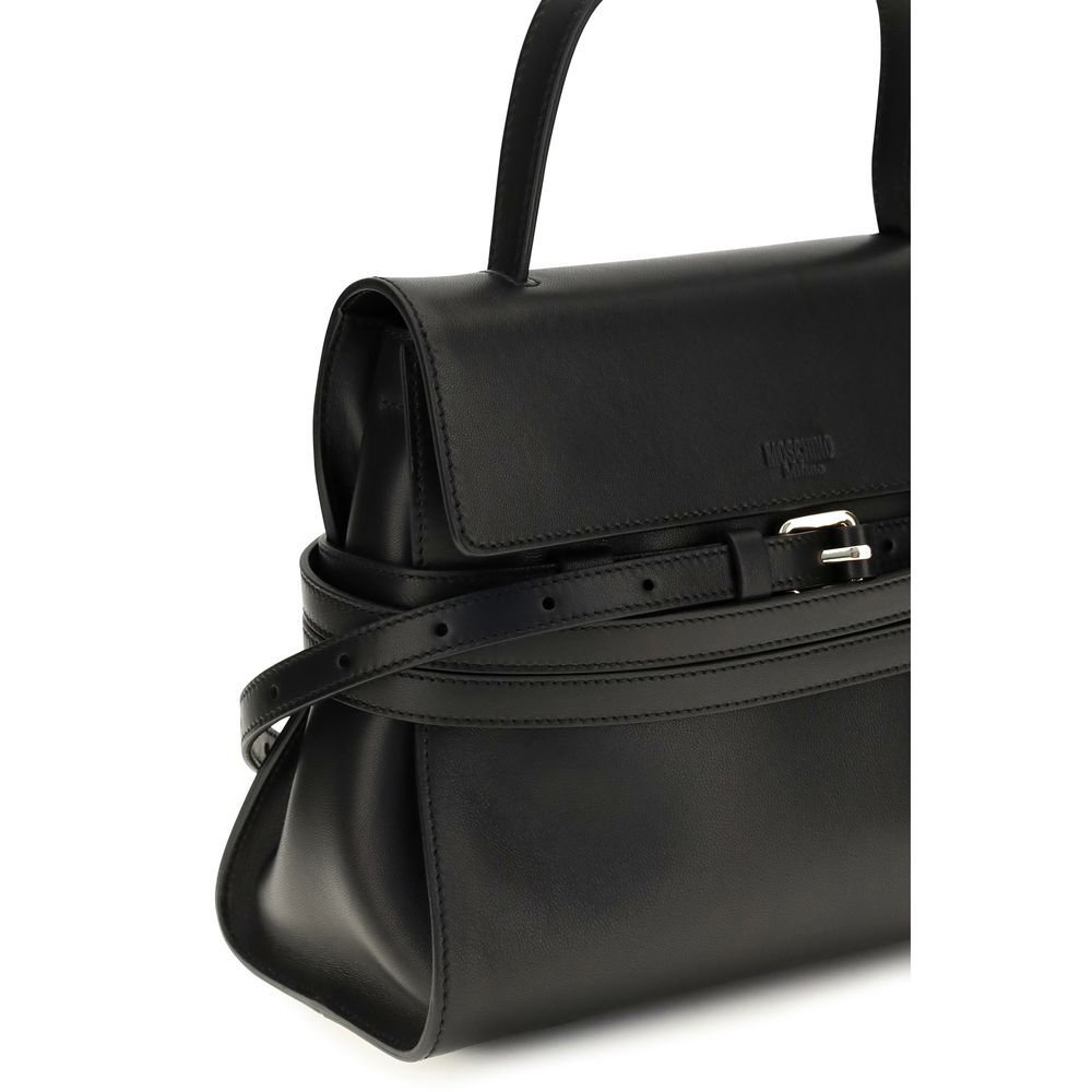 Moschino Black Buckle Shoulder Bag schwarz