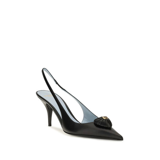 Valentino Garavani Black Coeur Royal Slingback Leather Pumps schwarz