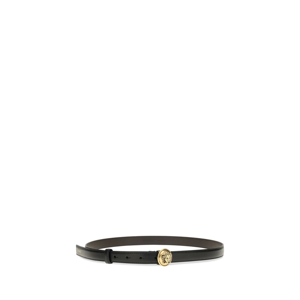 Versace Black Logo Leather Belt schwarz