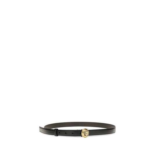Versace Black Logo Leather Belt schwarz