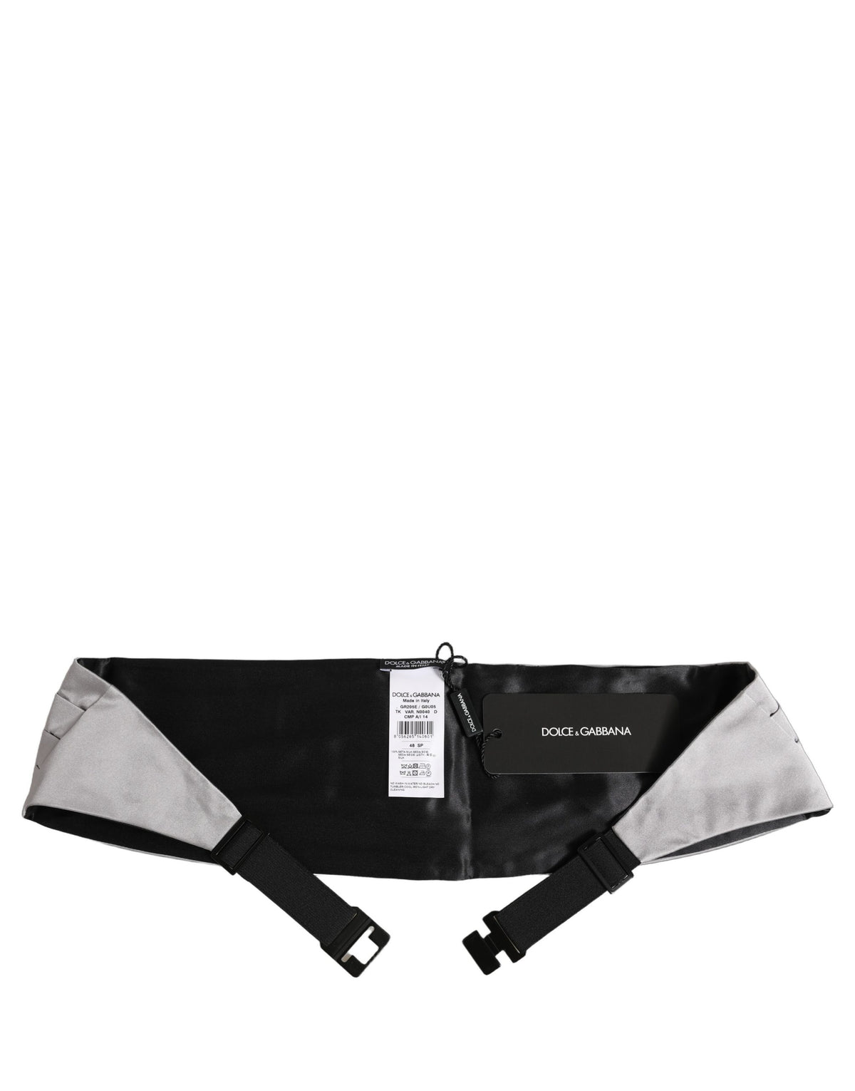 Dolce & Gabbana Gray Men 100% Silk Belt Waist Cummerbund grau