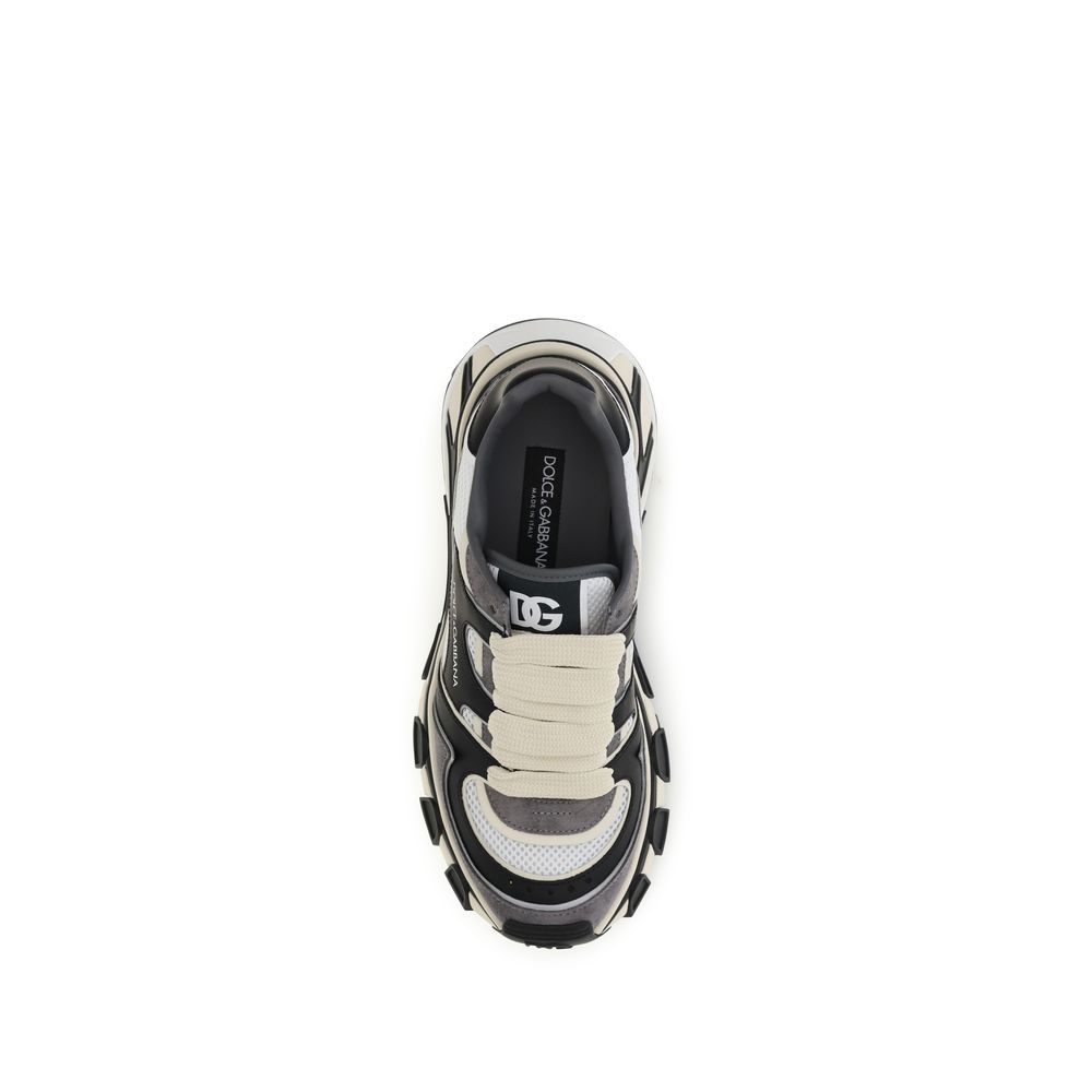 Dolce & Gabbana Gray Leather Chunky Sneakers grau