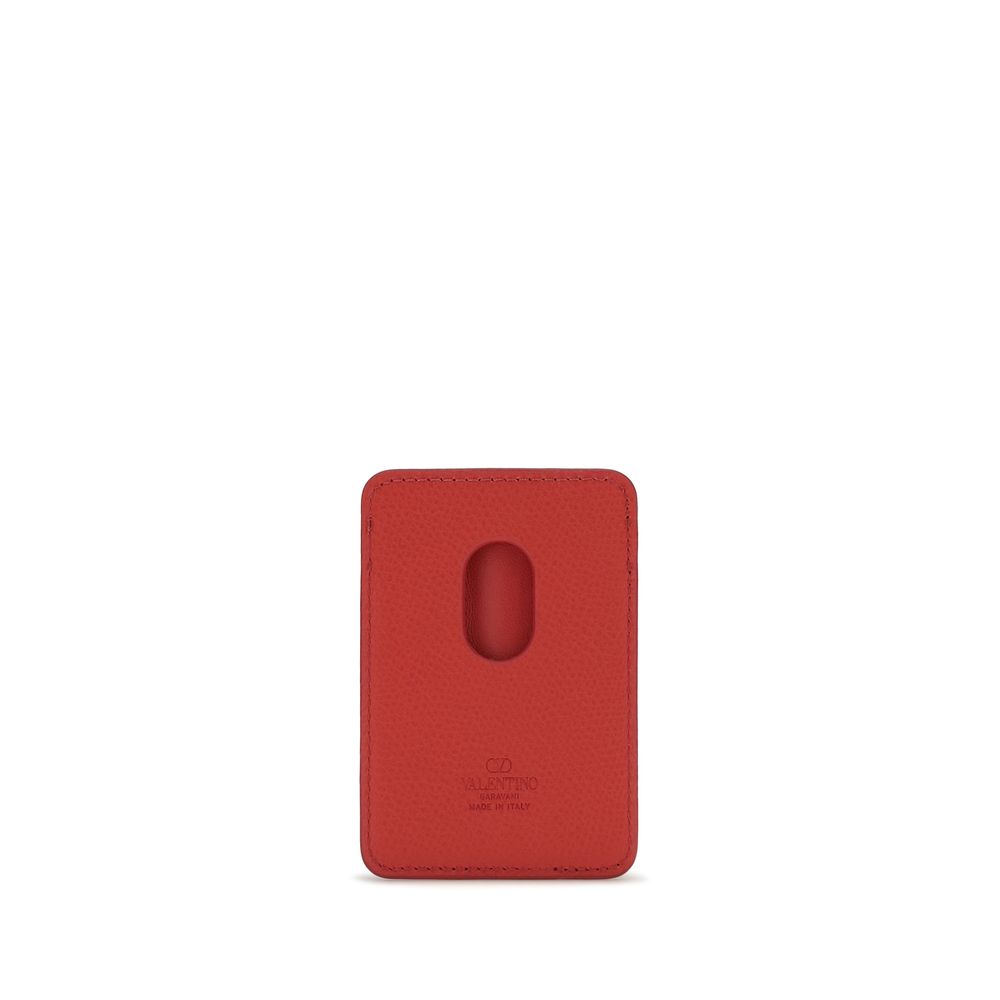 Valentino Garavani Red VLogo Signature Magnetic Card Holder Wallet rot