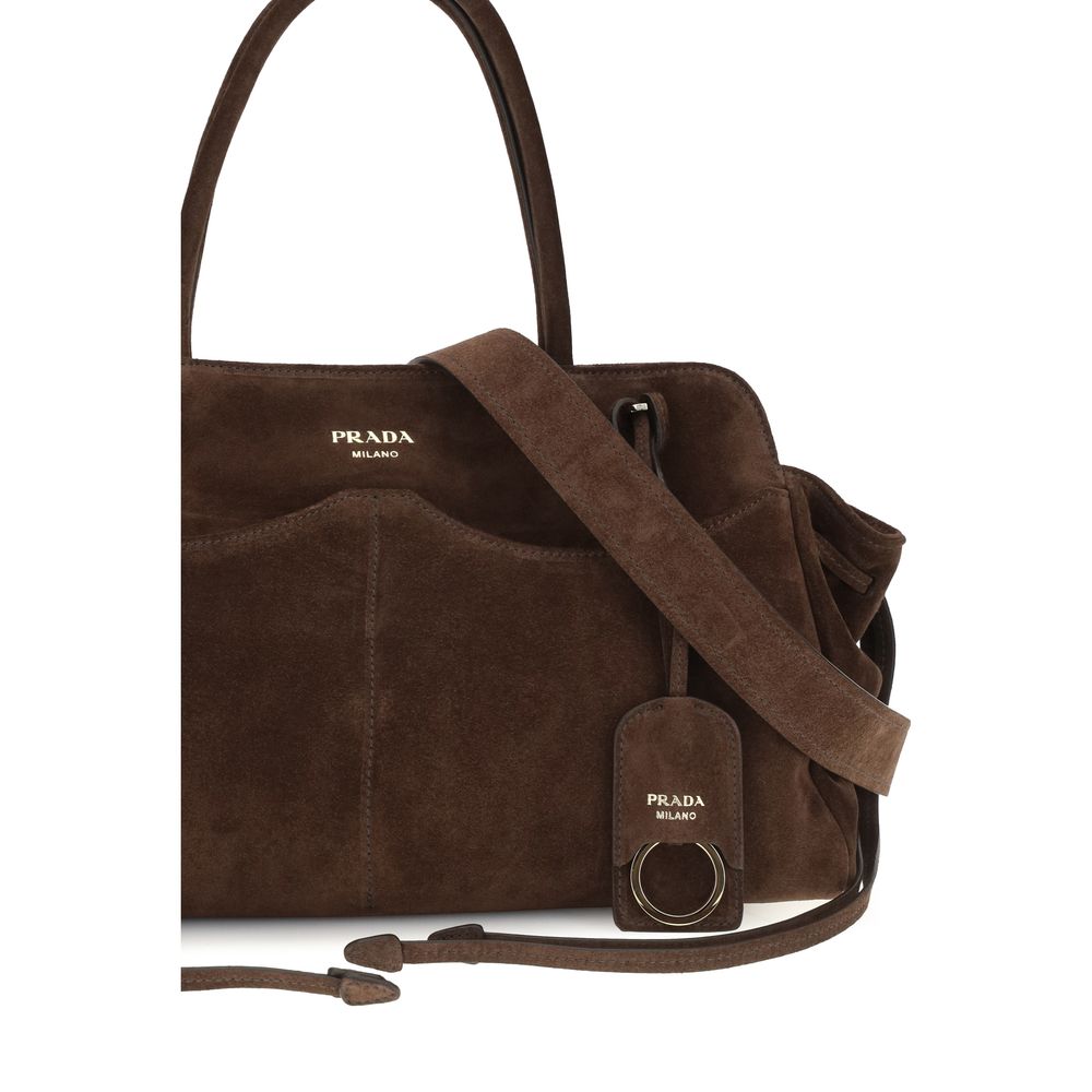 Prada Brown Suede Leather Shoulder Bag braun