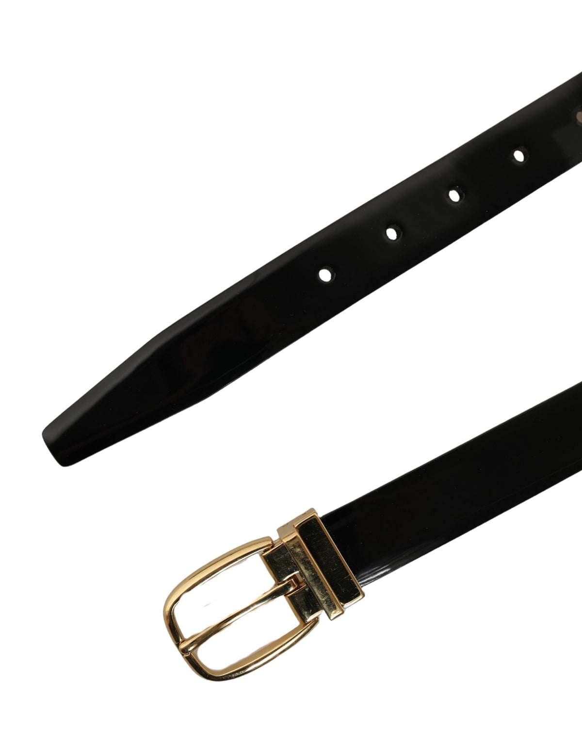 Dolce & Gabbana Black Classic Leather Gold Tone Buckle Belt schwarz