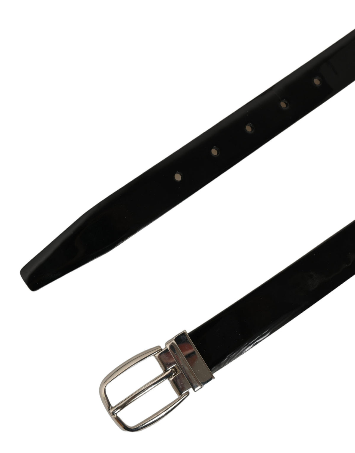 Dolce & Gabbana Black Classic Leather Silver Tone Buckle Belt schwarz