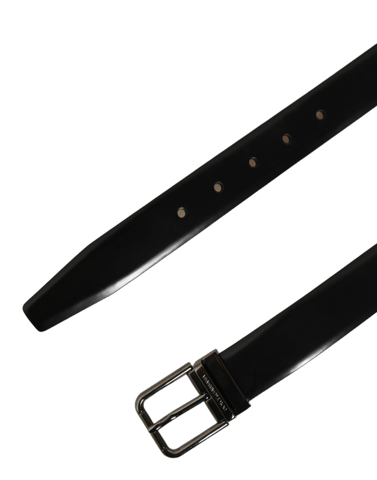 Dolce & Gabbana Black Leather Silver Metal Buckle Belt schwarz