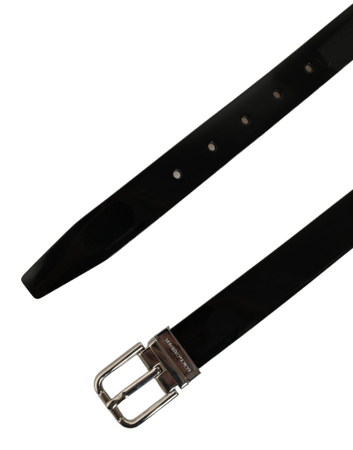 Dolce & Gabbana Black Classic Leather Silver Tone Buckle Belt schwarz