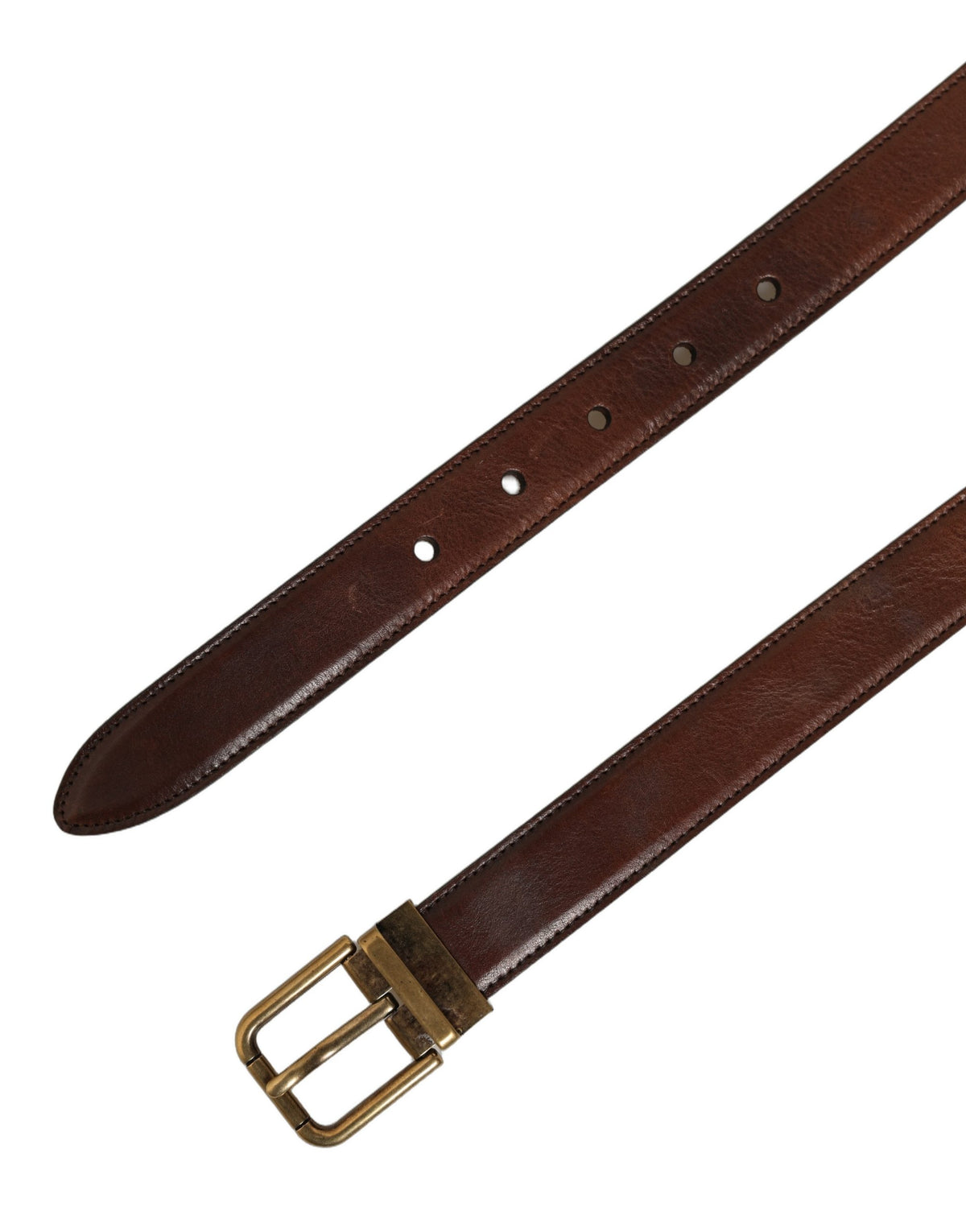 Dolce & Gabbana Brown Leather Gold Tone Metal Buckle Belt braun